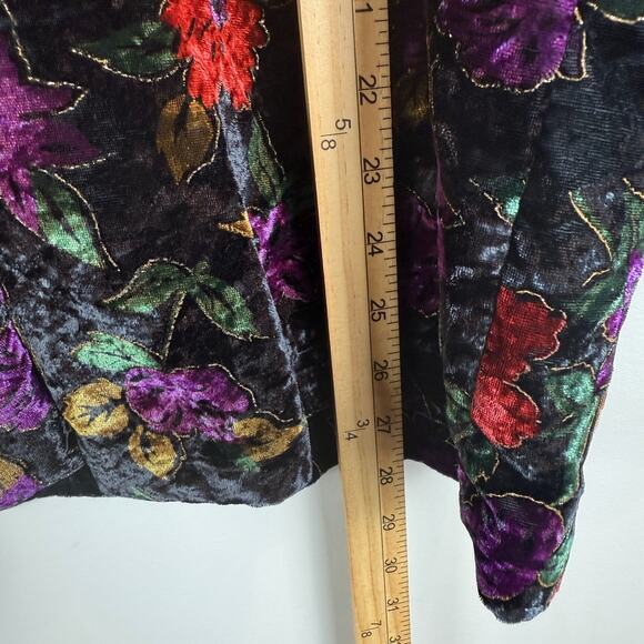 Vtg Miz Jacket Women's Large Multi Floral Velvet One Button Front Maximalist - Picture 9 of 9
